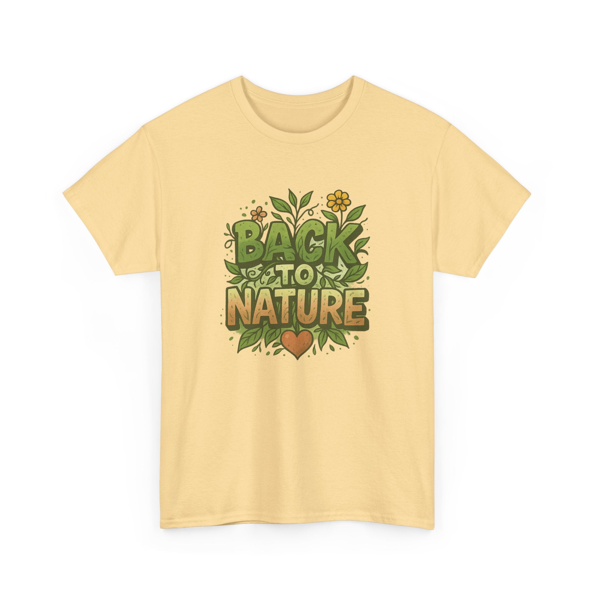 "Back to Nature" - Lush Graphic Tee - Unisex Heavy Cotton Tee, White Letters
