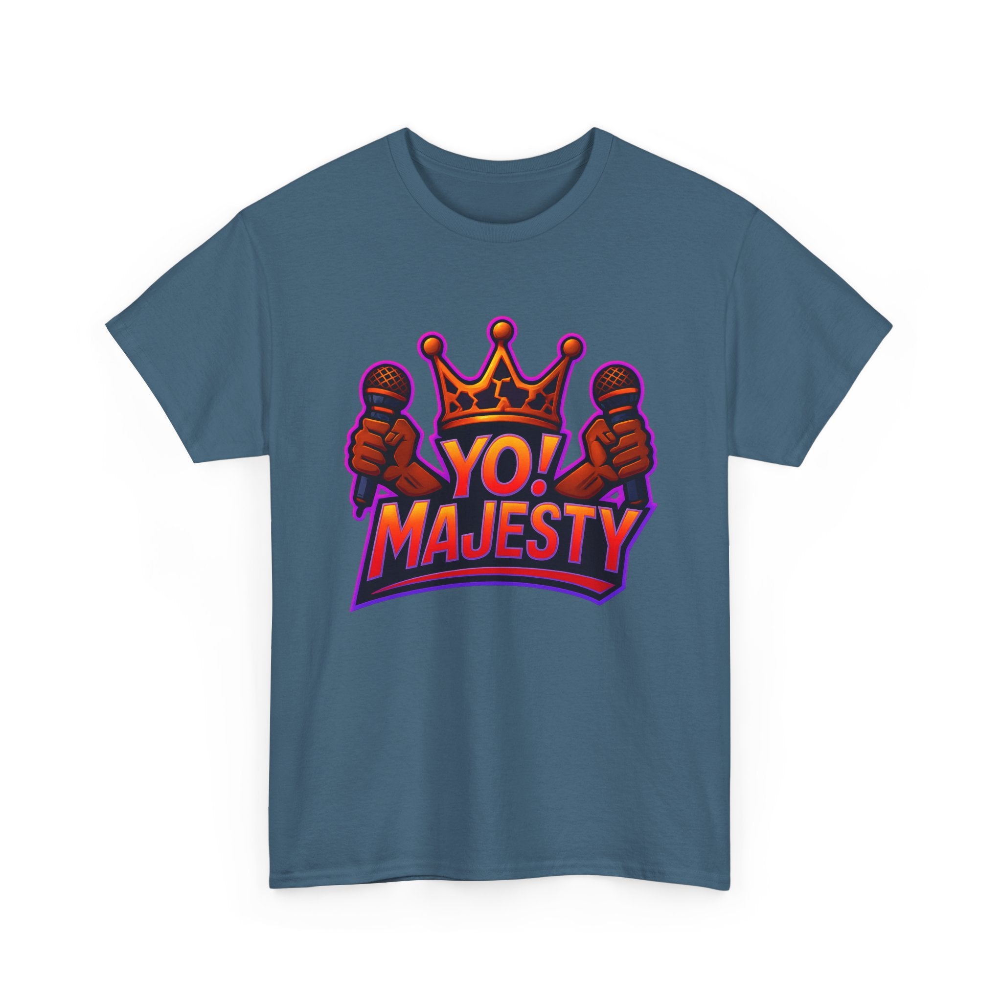 "Yo! Majesty Power" Graphic Tee - Unisex Heavy Cotton Tee, Vibrant Crown Logo
