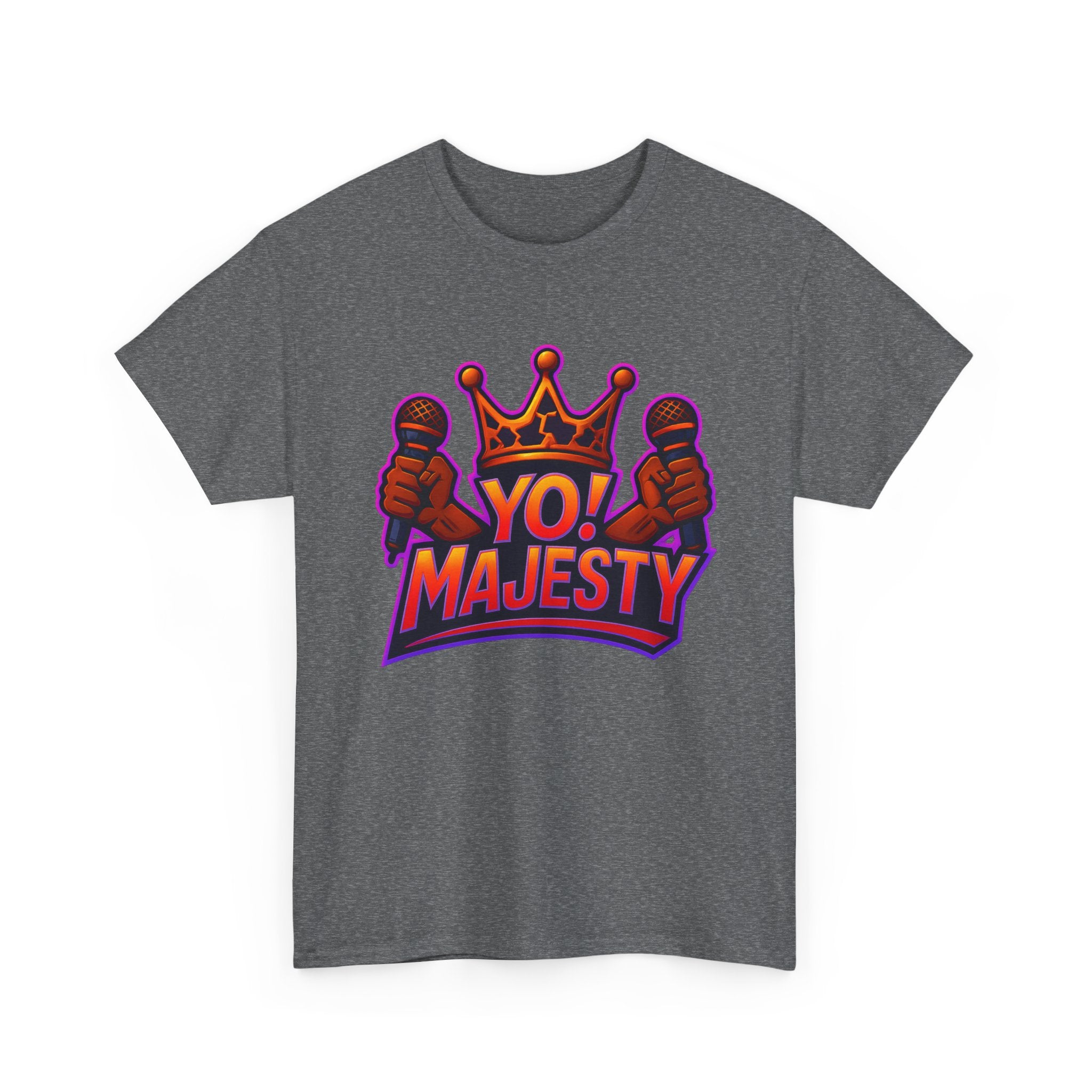 "Yo! Majesty Power" Graphic Tee - Unisex Heavy Cotton Tee, Vibrant Crown Logo