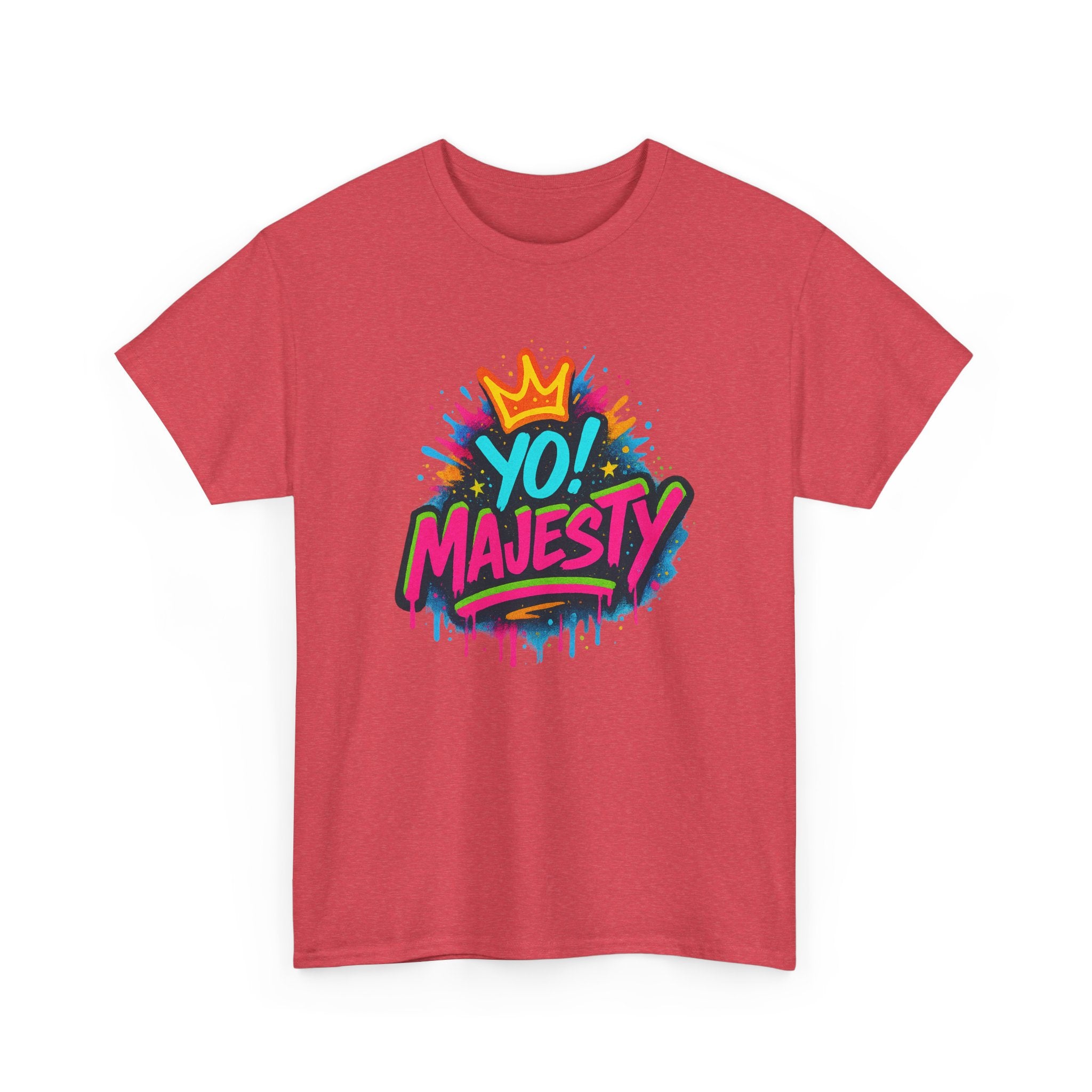 "Yo! Majesty Graffiti" Graphic Tee - Unisex Heavy Cotton Tee, Neon Crown Logo