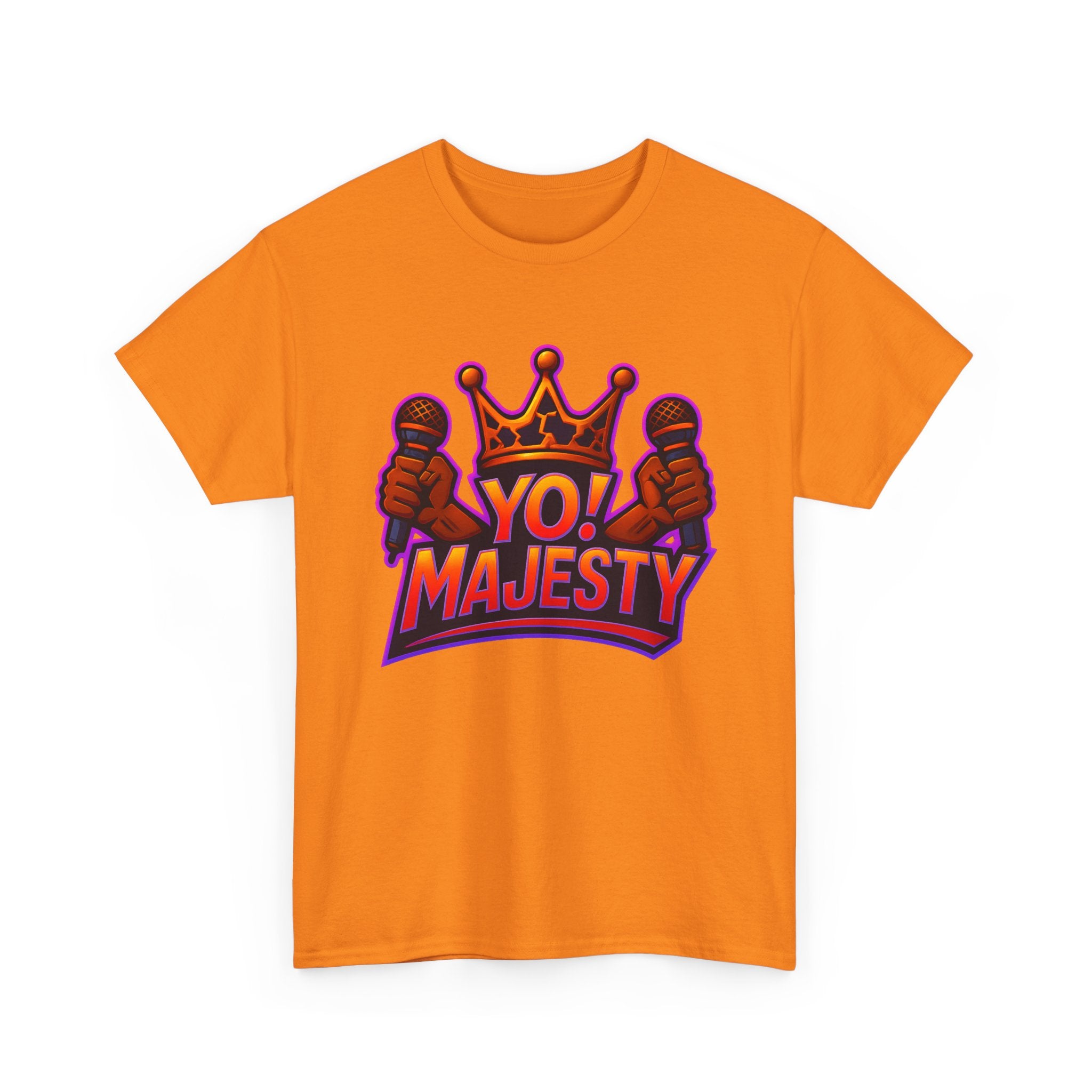 "Yo! Majesty Power" Graphic Tee - Unisex Heavy Cotton Tee, Vibrant Crown Logo
