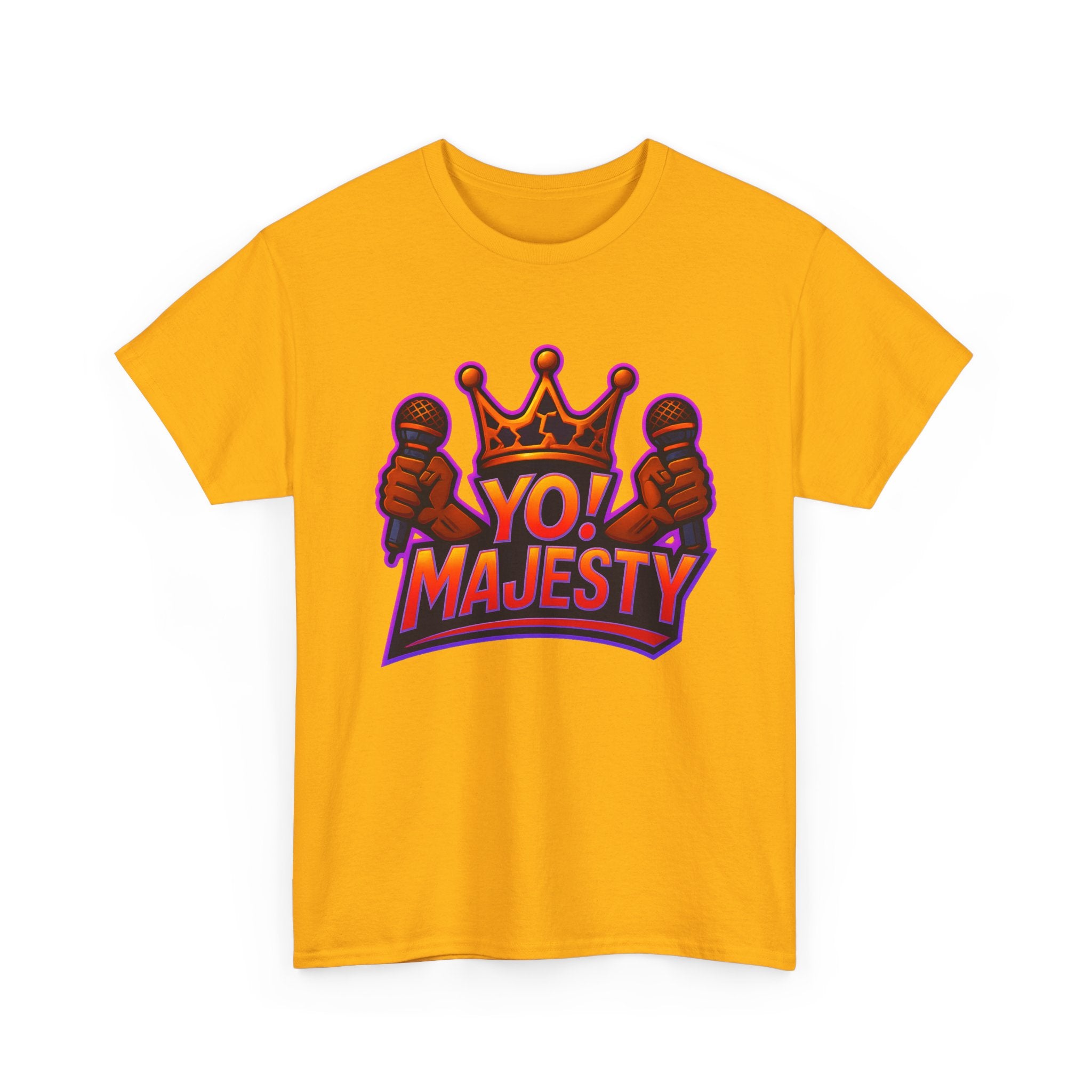 "Yo! Majesty Power" Graphic Tee - Unisex Heavy Cotton Tee, Vibrant Crown Logo