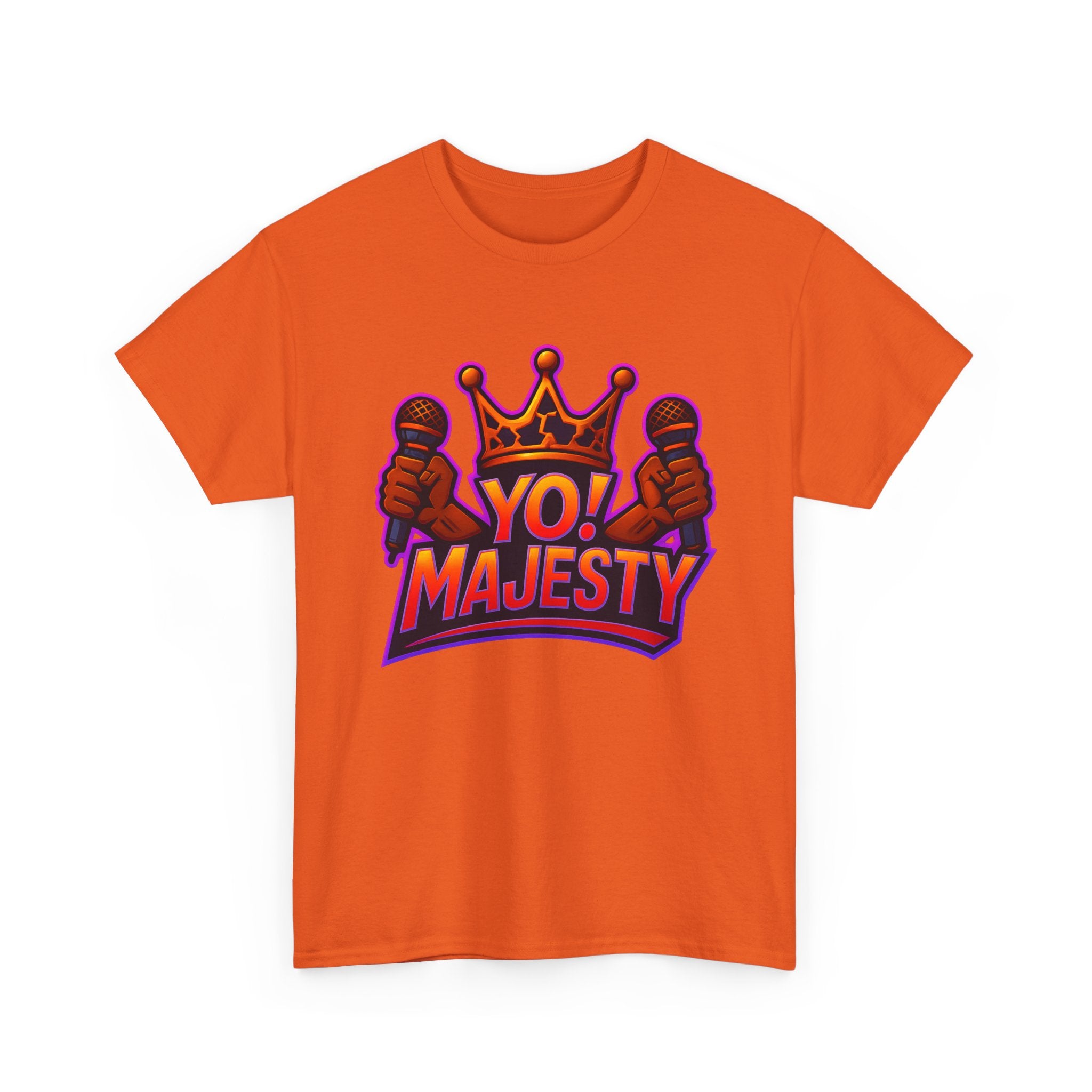 "Yo! Majesty Power" Graphic Tee - Unisex Heavy Cotton Tee, Vibrant Crown Logo