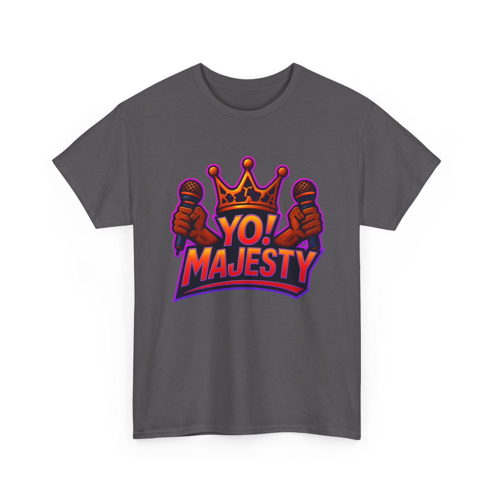 "Yo! Majesty Power" Graphic Tee - Unisex Heavy Cotton Tee, Vibrant Crown Logo