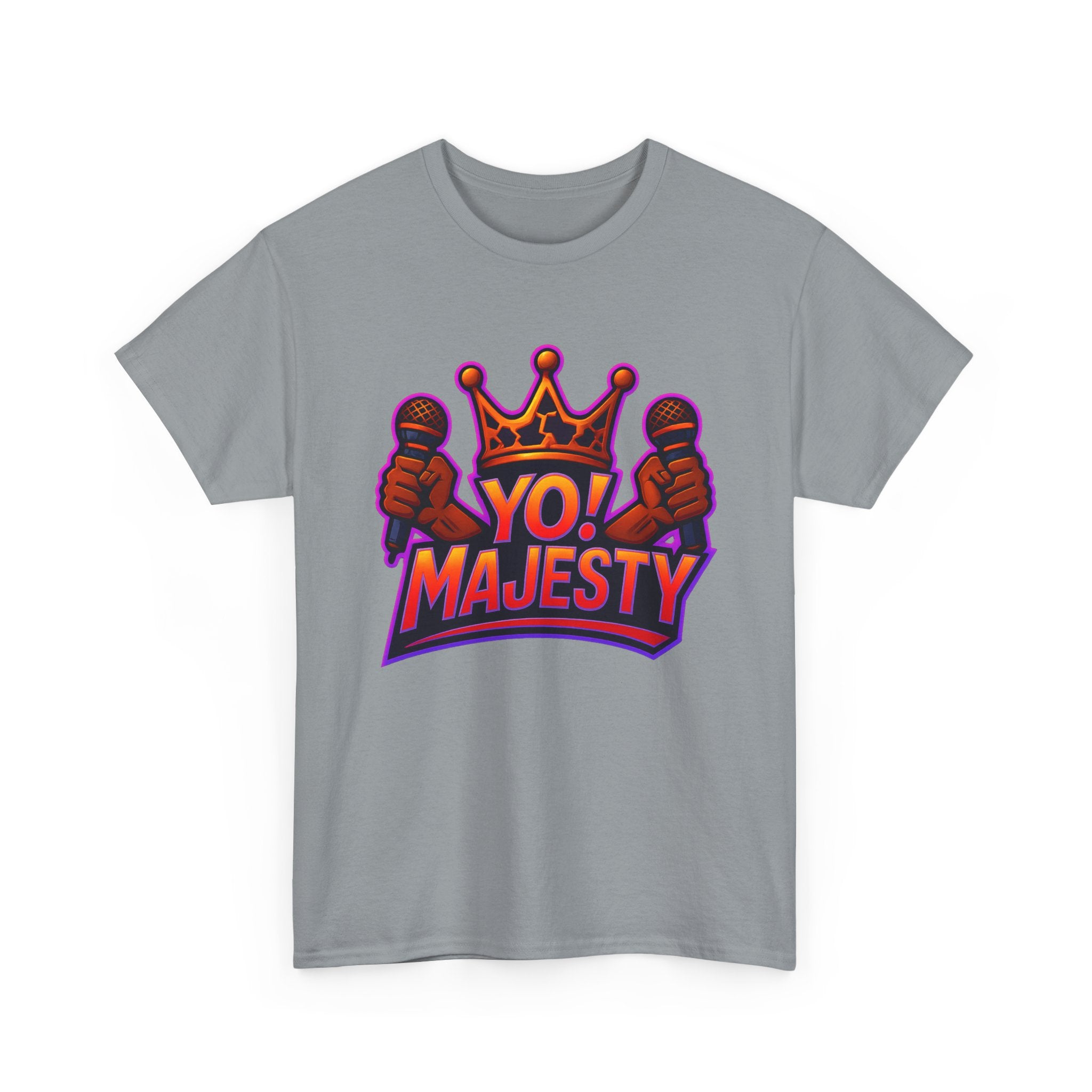 "Yo! Majesty Power" Graphic Tee - Unisex Heavy Cotton Tee, Vibrant Crown Logo