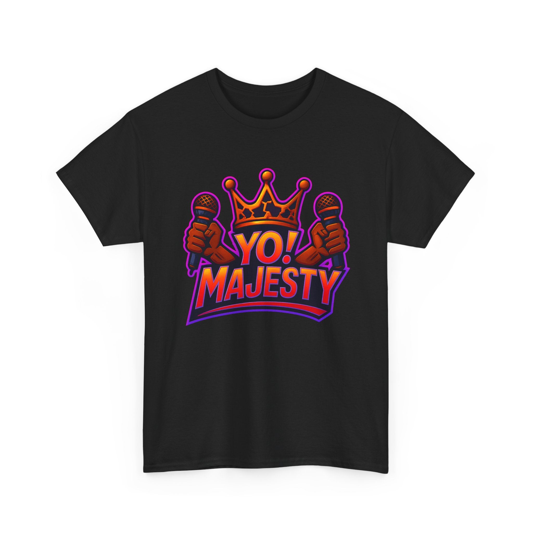 "Yo! Majesty Power" Graphic Tee - Unisex Heavy Cotton Tee, Vibrant Crown Logo