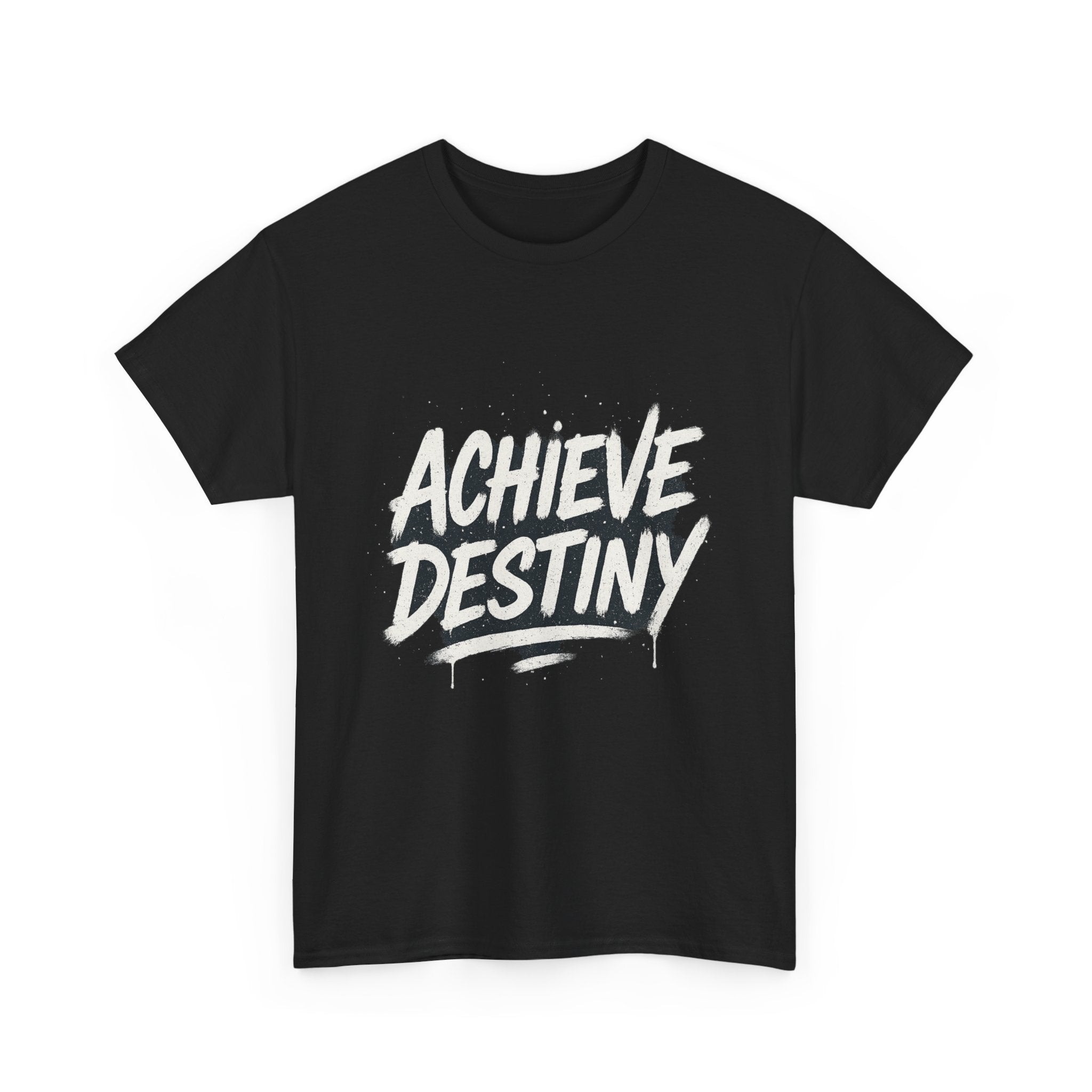 "Achieve Destiny" Graphic Tee - Unisex Heavy Cotton Tee, Black & White Logo