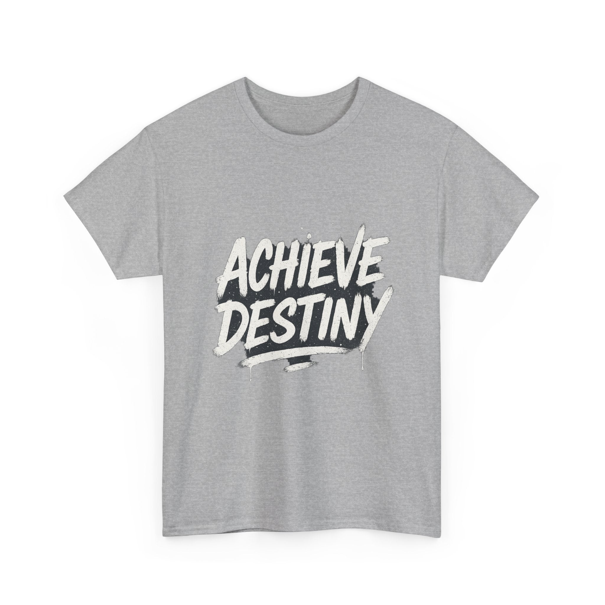 "Achieve Destiny" Graphic Tee - Unisex Heavy Cotton Tee, Black & White Logo