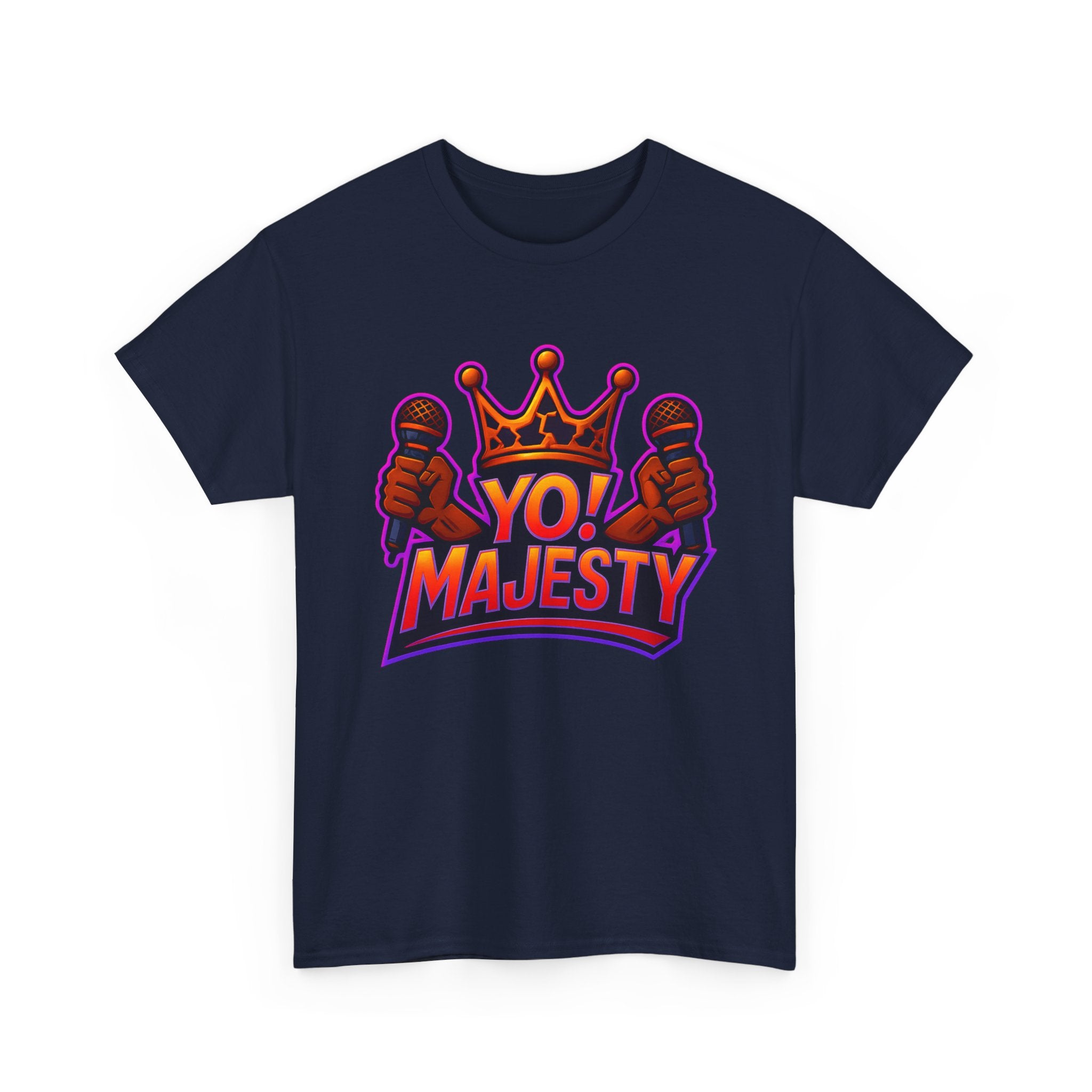 "Yo! Majesty Power" Graphic Tee - Unisex Heavy Cotton Tee, Vibrant Crown Logo