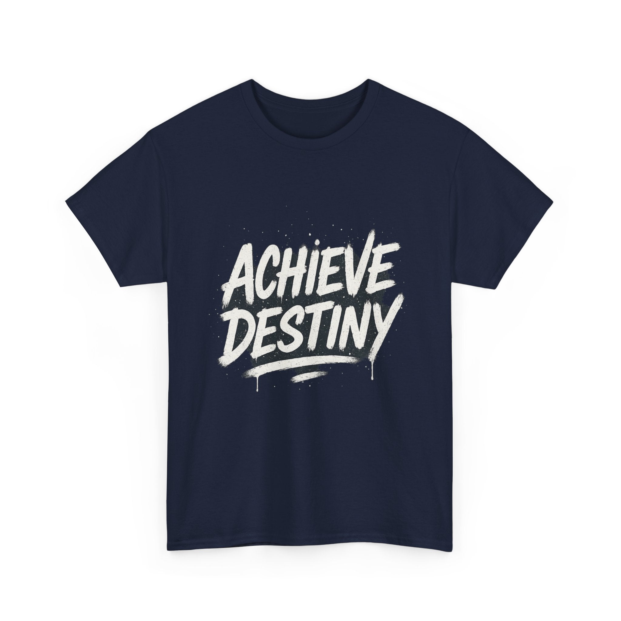 "Achieve Destiny" Graphic Tee - Unisex Heavy Cotton Tee, Black & White Logo