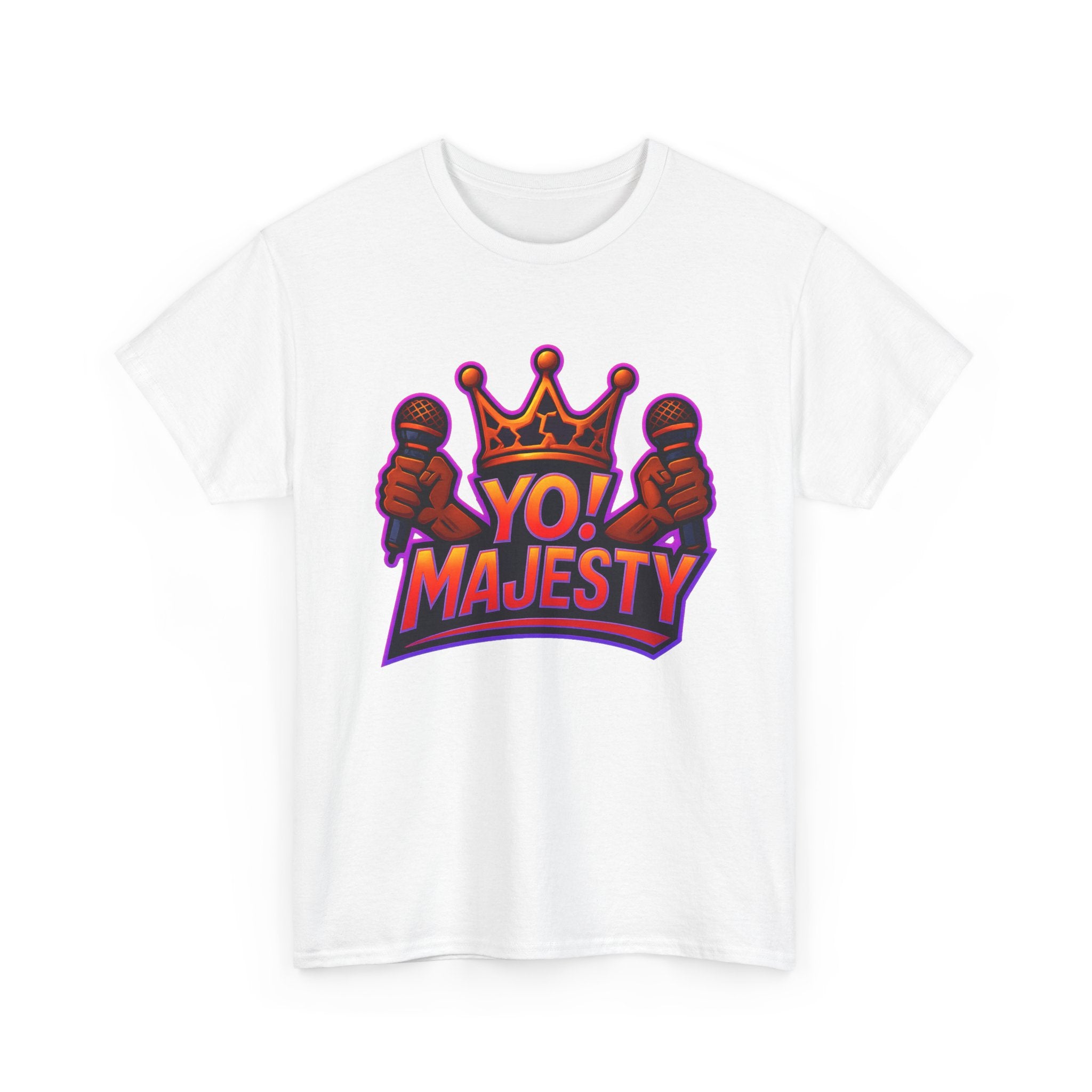 "Yo! Majesty Power" Graphic Tee - Unisex Heavy Cotton Tee, Vibrant Crown Logo