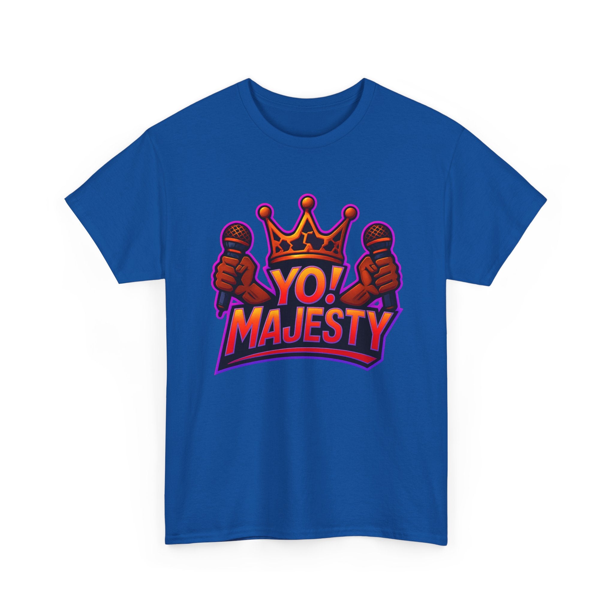 "Yo! Majesty Power" Graphic Tee - Unisex Heavy Cotton Tee, Vibrant Crown Logo