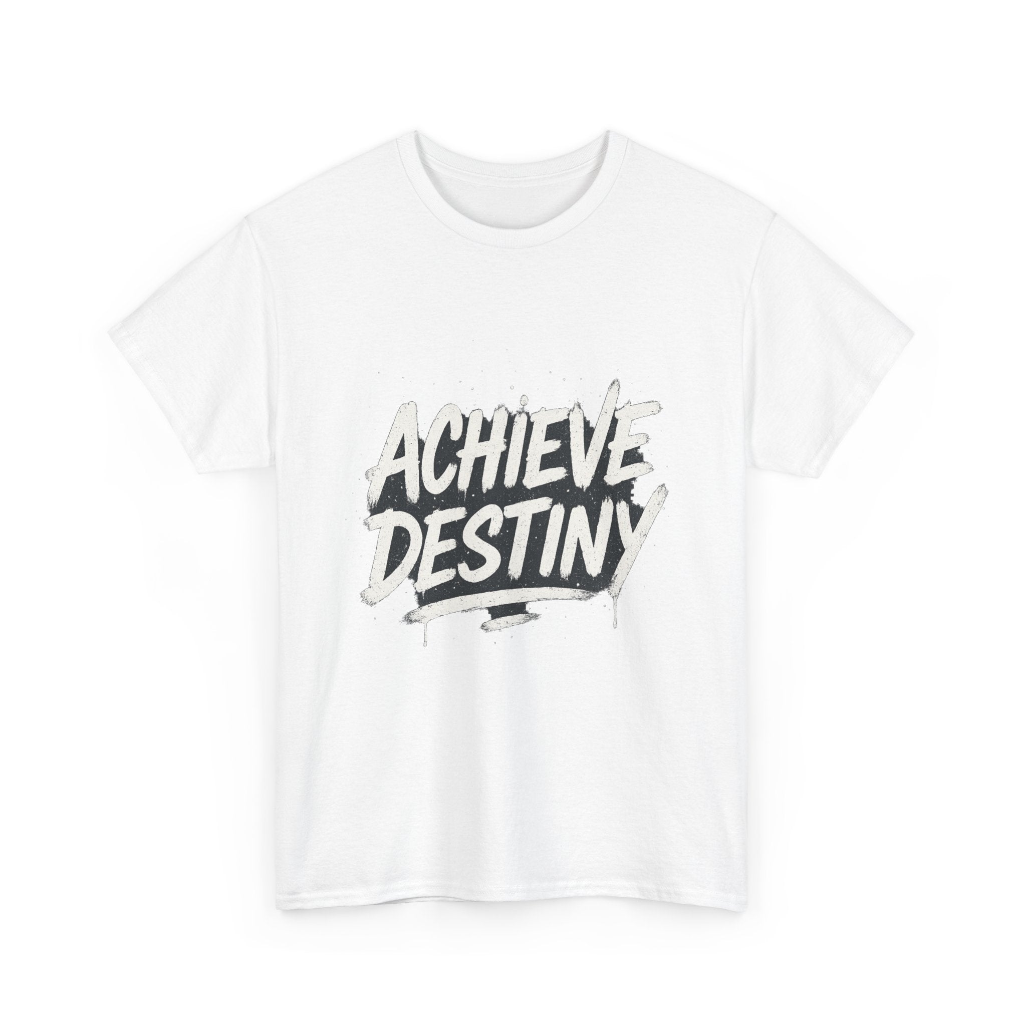 "Achieve Destiny" Graphic Tee - Unisex Heavy Cotton Tee, Black & White Logo
