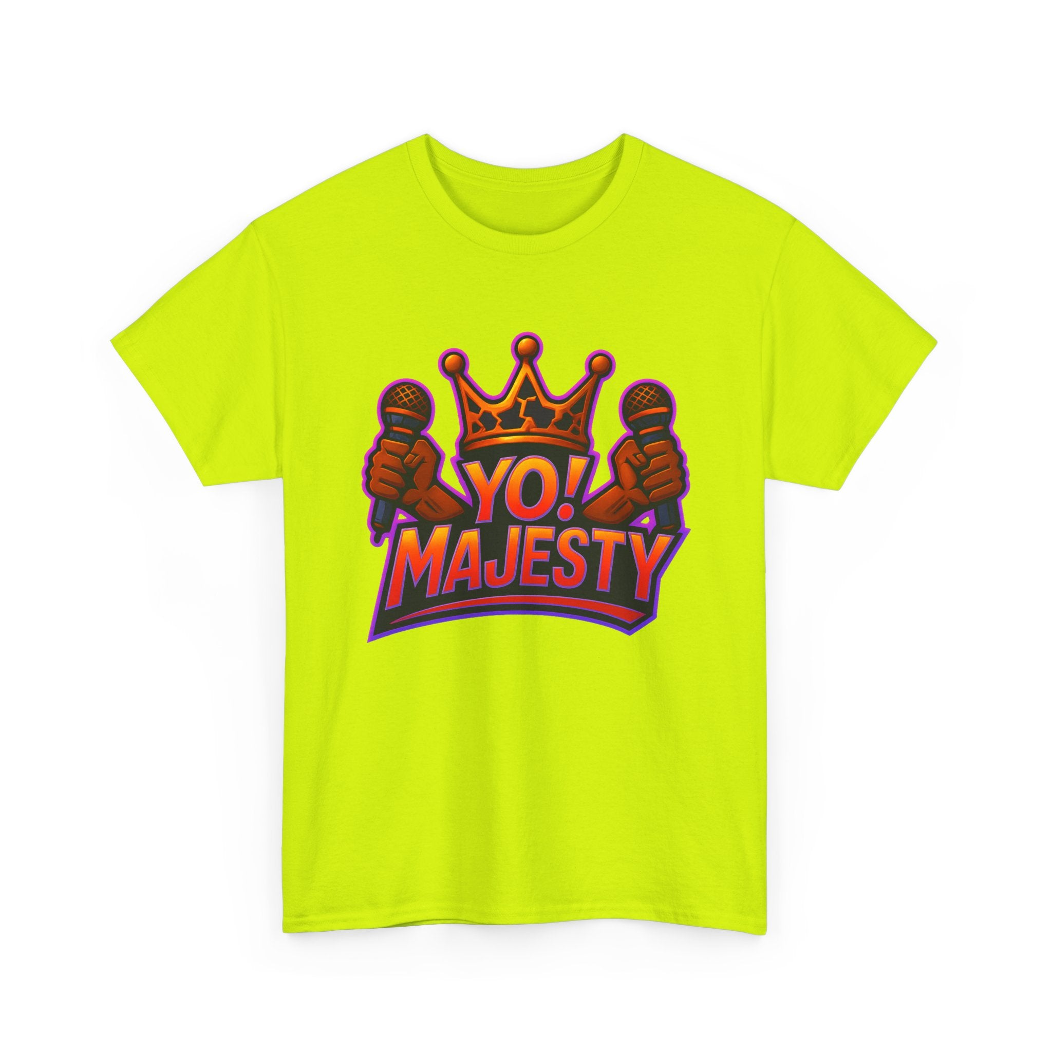 "Yo! Majesty Power" Graphic Tee - Unisex Heavy Cotton Tee, Vibrant Crown Logo