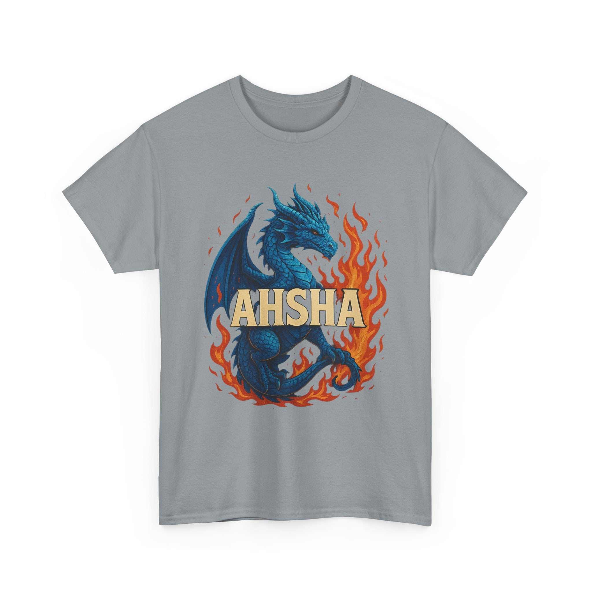 "AHSHA" Graphic Tee - Unisex Heavy Cotton Tee, Beige Letters